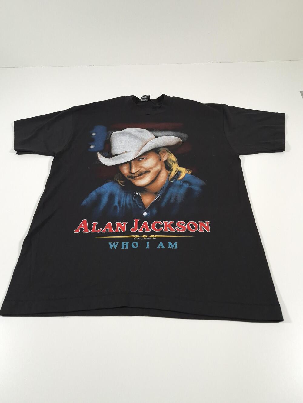 Vintage Alan Jackson Fruit Of The Loom Shirt Mens L Black Who I Am Tee 1994